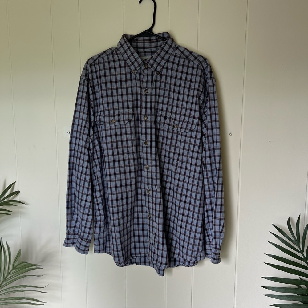 Carhartt Men's Black and Gray Plaid Shirt